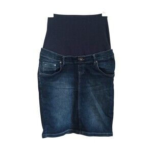 npps dark wash maternity denim skirt